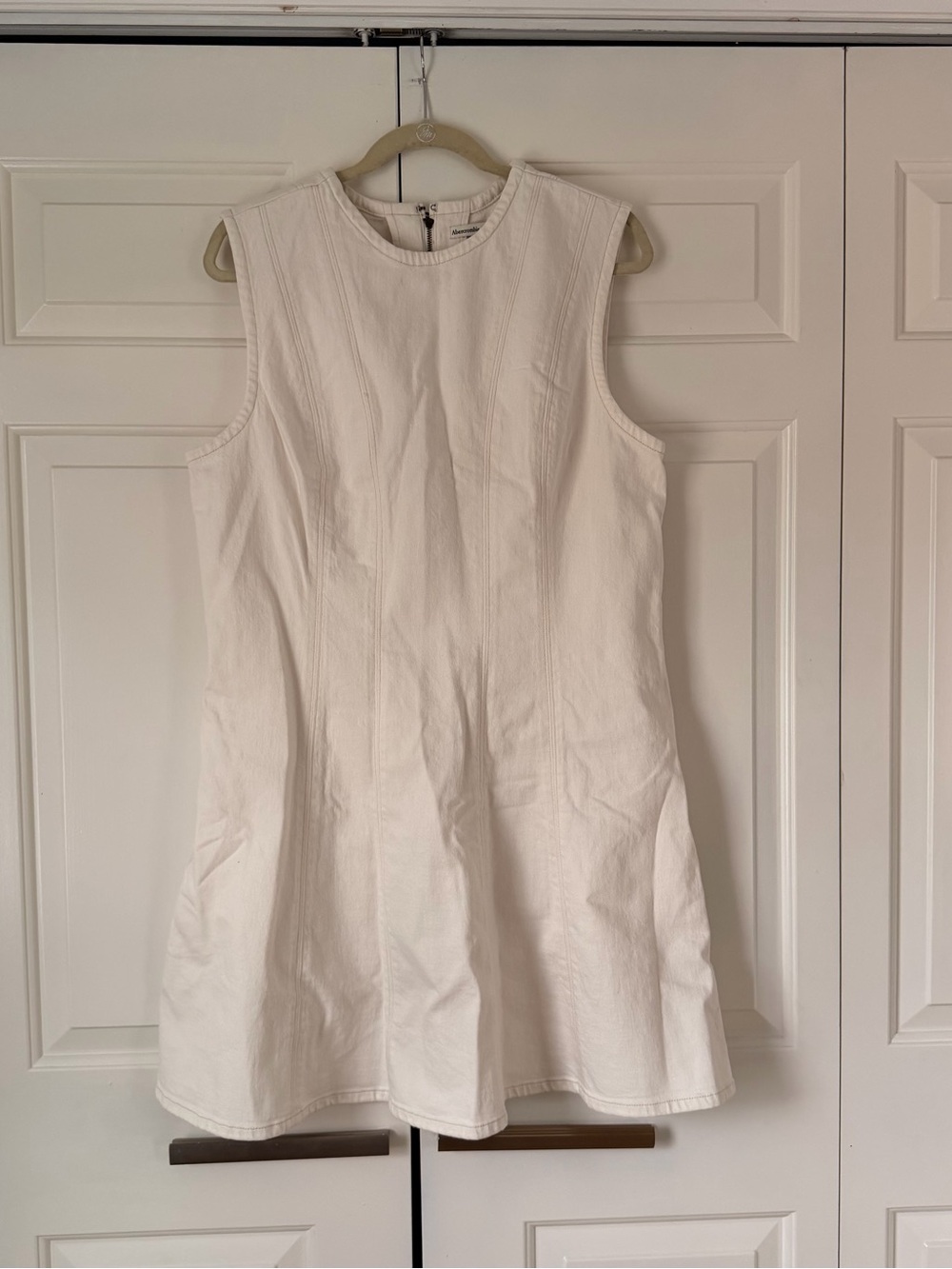 Abercrombie & Fitch NWT Cream Sleeveless Mini Dress XL Tall | A-Line w/ Pockets